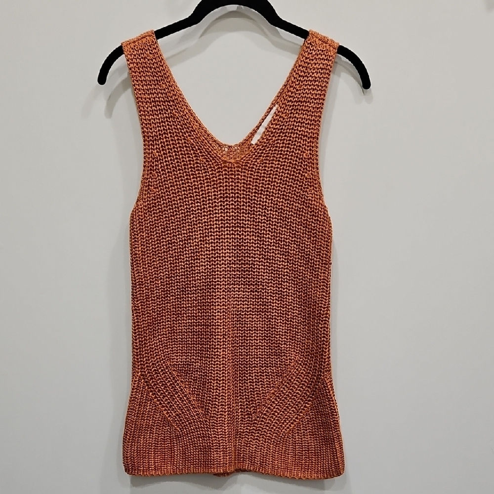 LOFT Orange Ribbed Sleeveless Tank Top